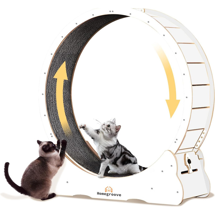 Катання для котів Homegroove, 113 см - біле, XL. Бігове колесо для котів знімним килимком для схуднення та здоров'я