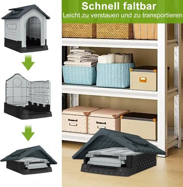 Кігульник для собак з пластику, ізольований, з ковзним дахом, верхнім світлом та піднятим дном, 79,5 x 70,5 x 78 см