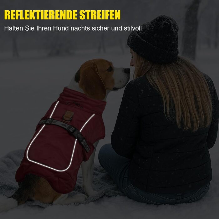 Зимовий одяг для собак FeimaX: теплий, вітронепроникний зимовий одяг для собак середніх та великих порід. Вітронепроникна жилетка для собак з D-кільцем (червоний, 5XL)