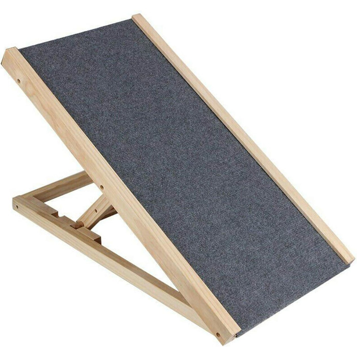 Рампа для собак DayPlus – пандус для авто, ліжка, дивану. З антиковзким покриттям, для великих собак до 150 кг, дерев'яна, складана (70x35cm)