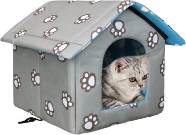 Кіт-будинок Vinnypet для вулиці: зимостійкий, водонепроникний, теплий, знімний килимок. 40x38x35 см (S:35x33x30 см, сіро-зелений)