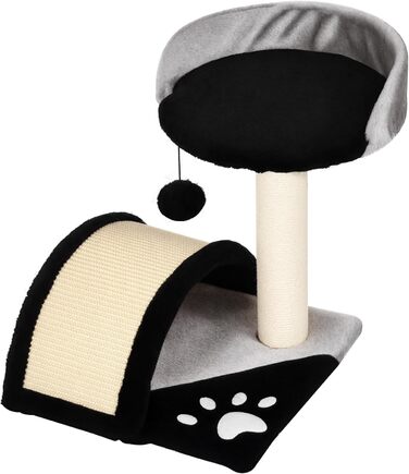 Кігтеточка для котів PawHut - кігтеточка-дерево з іграшками, чорна, 35,5 x 37 x 46 см