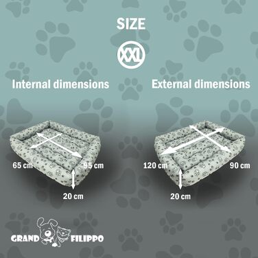 Водонепроникне ліжко для собак - ліжка для маленьких та великих собак - ліжко для собак з неслизьким дном - собачий кошик, лежанка (120x90x20, сірий колір)