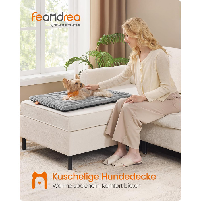 Накидка для собак та котів Feandrea, 75 x 50 см, сіра, машинне прання, захист дивану