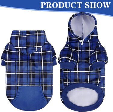 Пуловер з капюшоном для собак ExPawlorer в клітинку, британський стиль, теплий, з отвором для повідка, для всіх порід, цуценят, дівчаток та хлопчиків, рожевий (XX-Large, темно-синій)