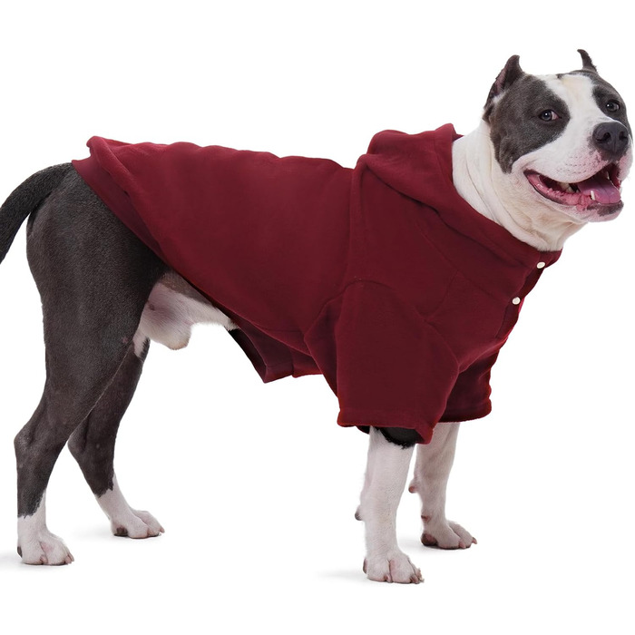 Теплий флісовий худі Nanaki для великих собак з отвором для повідка та капюшоном. Червоний, для хлопчиків та дівчаток, підходить для Біглів (XL, 68 см)