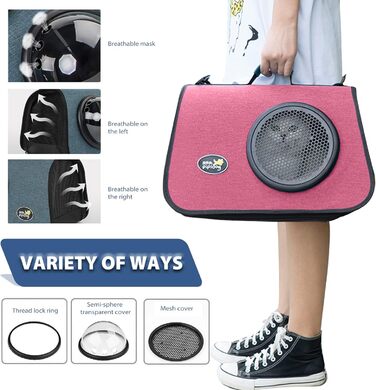 Транспортна сумка для кота/собаки PETCUTE, 41 x 25 x 27 см, складана, з вентиляційними отворами, підходить для середніх котів та маленьких собак, схвалена авіакомпаніями, темно-зелений (рожевий)