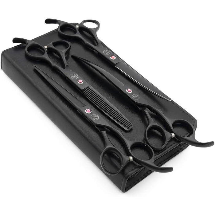 Професійний набір для стрижки собак Moontay: 4 ножиці (прямі, вигнуті вгору, вигнуті вниз, фінішна), 17.8 см, JP Edelstahl