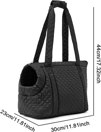 Чорна дорожня сумка-органайзер для собак, 44 x 30 x 23 см, легка бавовняна сумка з металевим застібкою, для подорожей та повсякденного використання