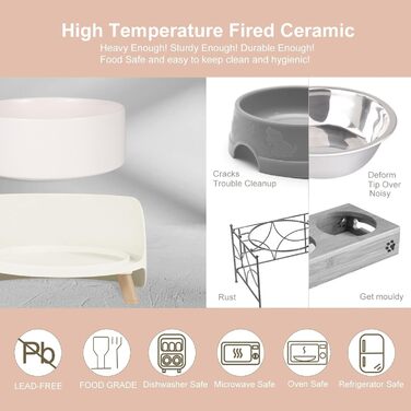 Миска для собак великих порід, керамічна, 1800 мл, біла