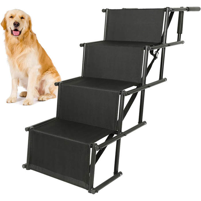 Рампа для собак Homewell - складана, до 70 кг, регульована, для малих, середніх та великих собак, легка у зберіганні (чорна)
