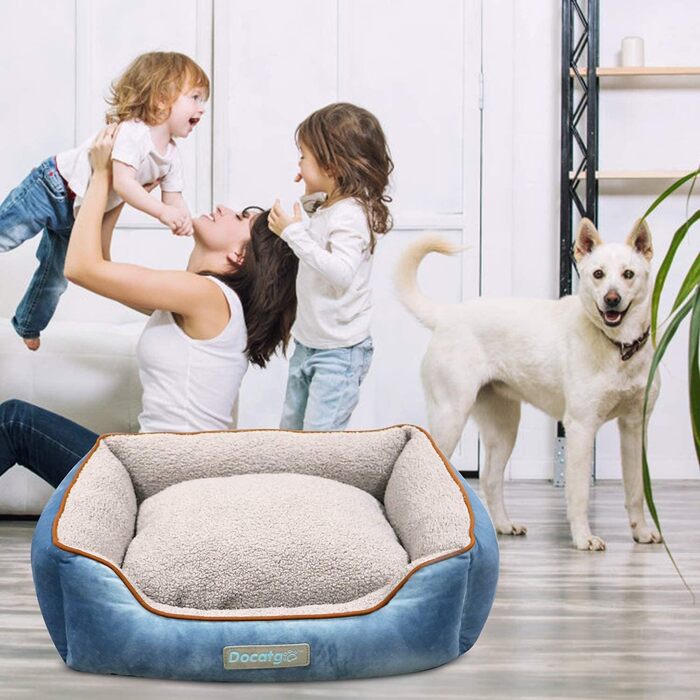 Лежак для собак Docatgo з двосторонньою подушкою, 80x60x26 см, машинне прання, для середніх і великих собак