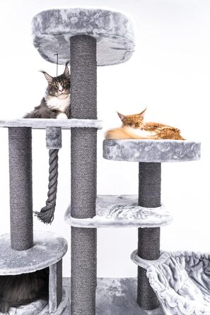 Когтеточка для великих котів Petrebels Scenic View 197 XXL, міцна, для Мейн-кунів, товсті стовпи Ø12 см, сіра/світло-сіра
