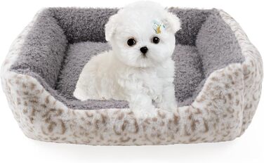 М'яке ліжко для собак Roypet з матрацом, антистресове, для цуценят, собак та котів, прямокутне, сіре, розмір S, з принтом леопарда, миється