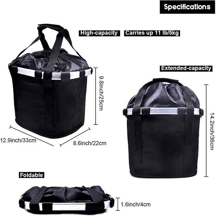 Фahrradkorb für Hunde: Складний велосипедний кошик для собак, чорний, 33 x