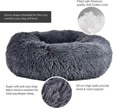 Квіткове ліжко для котів Queta: м'яке, зручне ліжко для котів та маленьких собак (50 см, сірий)