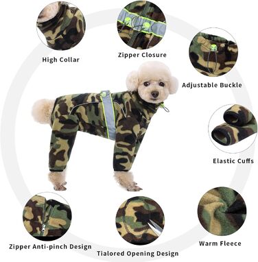 Піжама для собак з полярного флісу, тепла куртка та светр для маленьких та середніх собак, зимовий одяг для чотирилапих (X-Large, камуфляж)