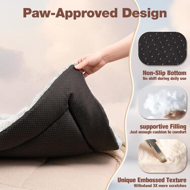 М'яка лежанка для собак Mora Pets: зручна та миюча підстилка для маленьких, середніх та великих собак, 74 x 46 см, бежева