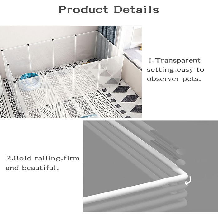 Забіг для домашніх тварин Kathson з пластику, портативний загін для кроликів, клітка для дрібних тварин, DIY, металевий вольєр, клітка для двору, для дому та вулиці, для маленьких кроликів, котів, морських свинок, їжаків, щурів (12 шт. [35,8 x 45,7 см])