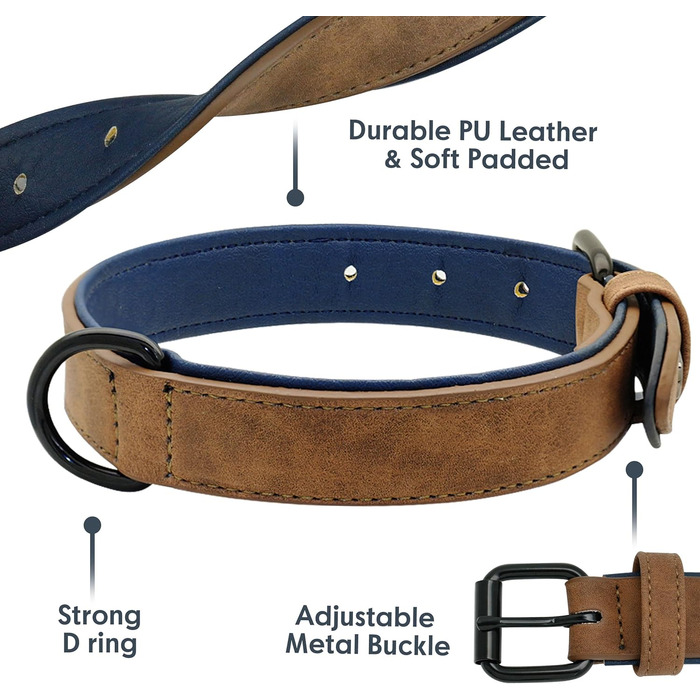 Шкільний нашийник для собак Didog: м'який, з підкладкою, зелений, L (33-43 см, 10-20 кг)