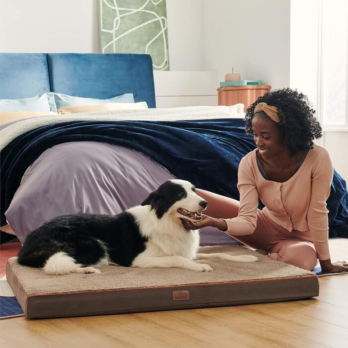 Ортопедичне ліжко для собак BEDSURE - великі породи, 91x69x7.6 см, м'яке, миється, ліжко-матрац