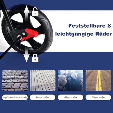 Візок для тварин GOPLUS 2-в-1: для кота та собаки, з відкидною конструкцією, 2 гальма, знімні кишені, блакитний