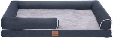 Ортопедичне лежанка для собак Преміум з піною Memory Foam, лежанка-софа для собак, м'яке собаче ліжко, знімний та пральний чохол, 71 x 60 x 16 см, світло-сірий (XL)