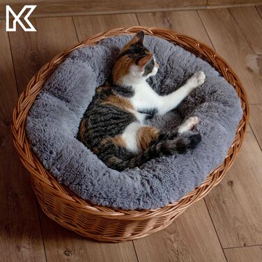 KADAX Лежак для собак і котів з лози, натуральний кошик для домашніх тварин, ліжко для собак і котів, розмір 20x85x67 см