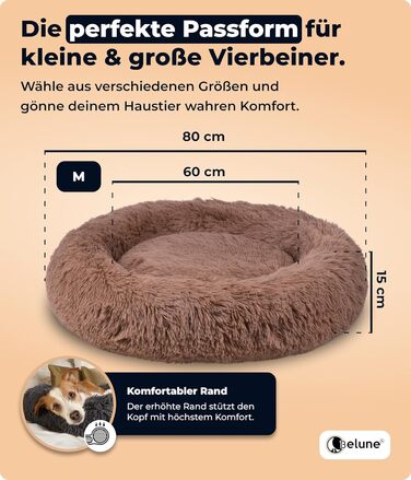 Belune® Лежанка для собак [знімний, пральний чохол] - Оригінал - [M, 80 см, Коричневий] Корзина для собак, ліжко для котів, лежанка для собак, собаче ліжко, м'яка лежанка для великих, середніх та маленьких собак M (80 см) Коричневий