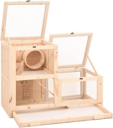Клітка для хом'яків vidaXL 81x40x60 см, масивна деревина ялиці