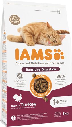 Сухий корм для котів IAMS Sensible Digestion з індичкою для чутливого травлення, 10 кг