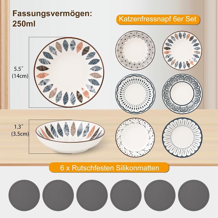 Набір мисок для котів з кераміки Katzennapf Set - 6 шт. - білий (Classic-A)