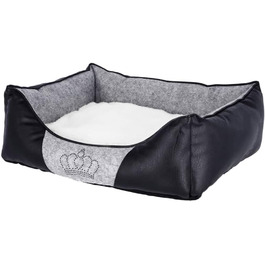 Кербл Pet Kuschelbett Chiara: м'яке ліжко для домашніх тварин, 55x45x18 см, сірий/чорний колір з стразовою короною