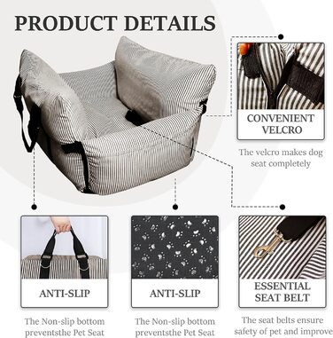 Автокрісло для собак Johnear: підйомник, переноска, ліжко з лебідкою, коричневе. З кишенями та зручним кріпленням. Для собак середніх розмірів та котів.