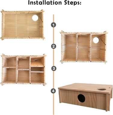 Будинок-лабіринт для хом'яків та морських свинок MUYG, дерев'яний, з декількома кімнатами та тунелями, іграшка-дослідник, аксесуар для дрібних гризунів