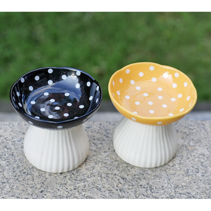 Підвищена годівниця для котів RESVUGA з милим дизайном, безпечна керамічна годівниця для котів та маленьких собак (жовта)