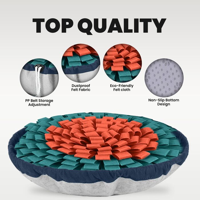 Килимок для собак PET ARENA Schnüffelteppich – килимок для нюхання, міцні матеріали, інтелектуальна іграшка для собак, регульований розмір, можна прати (Помаранчево-блакитний)