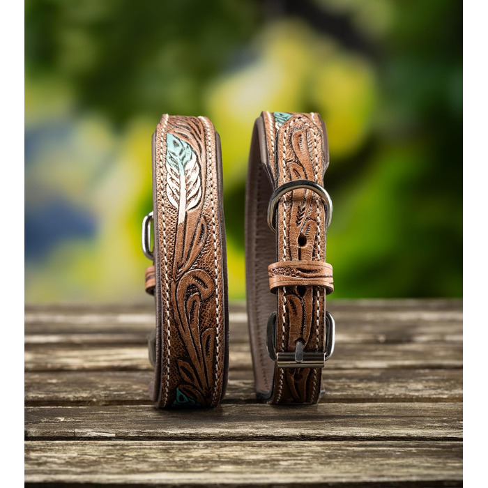 Стильний шкіряний нашийник для собак Джек Рассел від Unikat: ручна робота, м'який, багатокольоровий, з натуральної шкіри буйвола, XL (48-58 см)