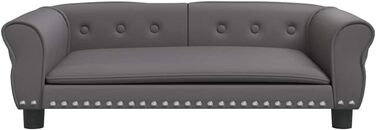 Диван-ліжко для собак, м'яке лежання, штучна шкіра, лежанка для цуценят, диван для домашніх тварин, будочка для собак великих та середніх порід, сучасний та елегантний дизайн (95x55x30 см, сірий)