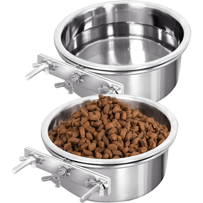 Набори годівниць для тварин Hniuyun: миски з нержавіючої сталі, 2 шт. (L&XL), для собак, котів, птахів, кроликів, морських свинок, клітка, вольєр