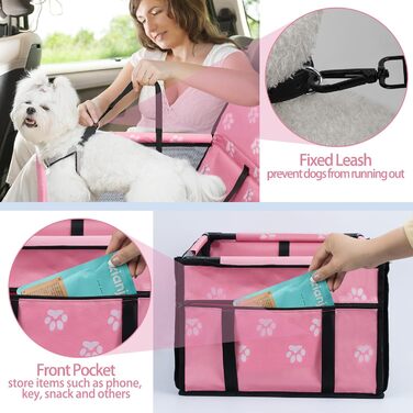 Сидіння для собак PetsHome у авто, складне, водонепроникне, дихаюче, оксфорд, з 12 ПВХ трубками, автокрісло-бустер для малих і середніх собак і цуценят