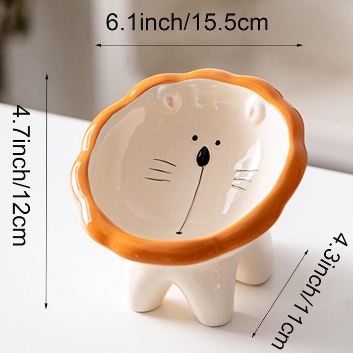 Підвищений годівниця для котів Busnos, керамічний, синій, 14x13x11 см, нахил 15°