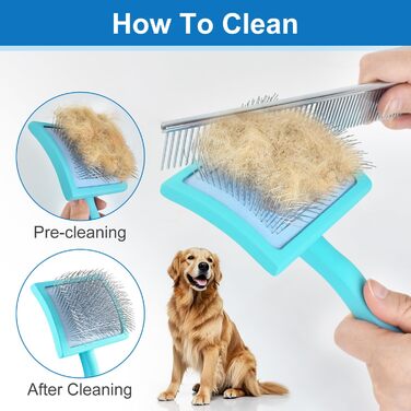 Щітка для грумінгу собак з довгим волоссям, вичісуюча щітка для золотистих пуделів, вичісуюча щітка для собак, довгі голки, розпушувач для собак (великий, вигнута)