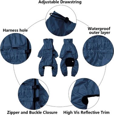 Зимовий костюм для собак з ніжками, водонепроникний, вітронепроникний, з флісовою підкладкою, світловідбиваючий, для маленьких та середніх собак (3XL, Синій)