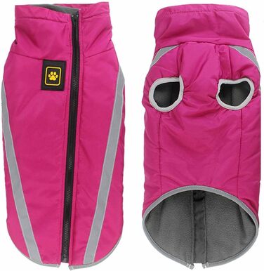 Зимова куртка Monkimau для великих собак XL-6XL | Водовідштовхуюча куртка-мандель для собак з світловідбиваючими смугами, прихованою блискавкою та гумкою (Рожева, 3XL)