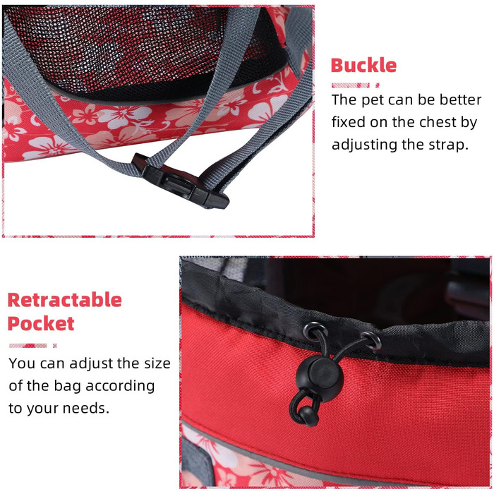 Рюкзак-переноска для кота/маленького собаки/щеня, Cinf - комфортний та безпечний транспортний рюкзак з передньою кишенею, 2.5 кг, квітковий принт