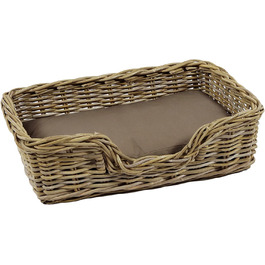 Корзина для собак Kobolo з ротанга з подушкою, 63x42x18 см