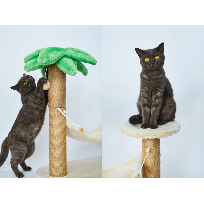 Дряпка для котів LUCKITTY у вигляді пальми з гамаками та іграшкою, когтеточка для кошенят, стовпчик і гамак, меблі для котів