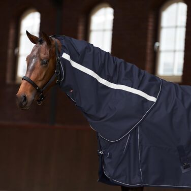 Зимова попона для лошадей Imperial Riding IRH Super-Proof 300г, водонепроникна та дихаюча, 1200D Ripstop-Nylon, з напівпопоною, темно-синя (Navy), розмір 165