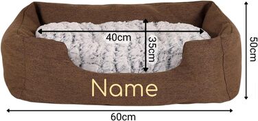 Крісло-гніздишко для собак Lionto з м'яким двостороннім подушкою, затишне ліжко для домашніх тварин у меланжевому дизайні з глибоким входом для собак та котів будь-якого розміру, 60x50 см, м'яке собаче ліжко, коричневе (з написом), розмір L 60 x 50 x 22 с